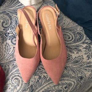 Pink round heeled sling back